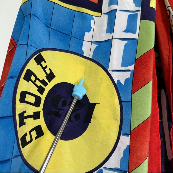 Otto Kern Designer Red Large Silk Scarf | Retro Pop Art Print Broadway Art - Picture 5 of 10